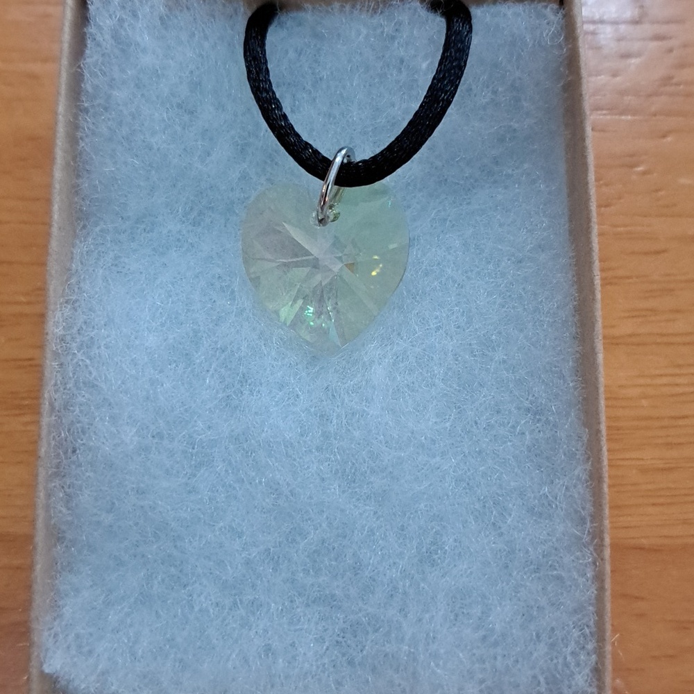 Crisp Mint Crystal Heart Necklace
